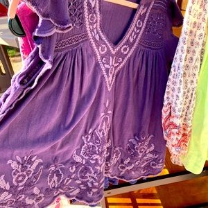 Purple embroidered top